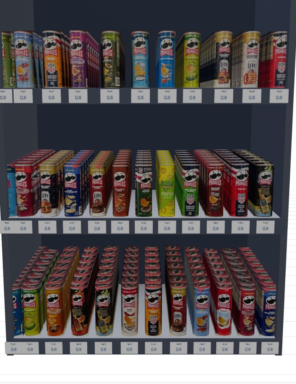 The same shelf rebuilt in 3D inside the TestCart AI store