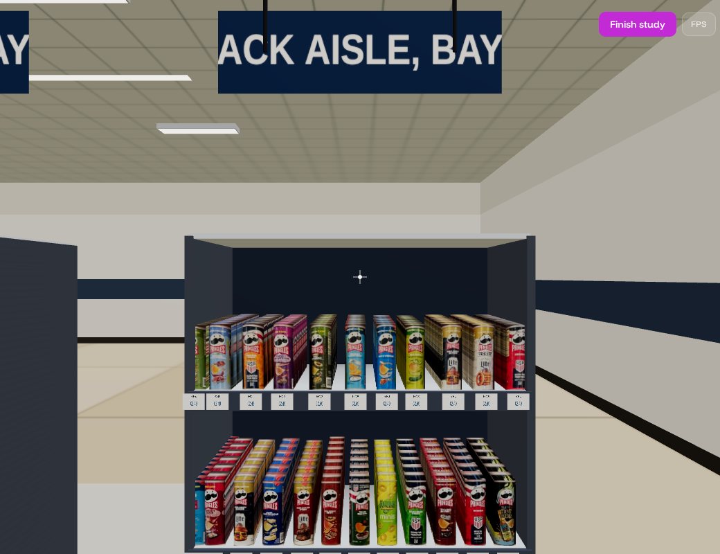 First person view of the rebuilt snack aisle inside the walkable store